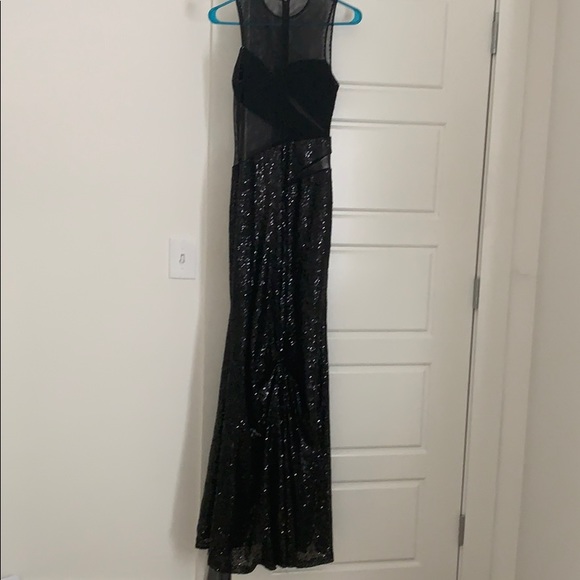 Black Sequen Mesh Cutout Prom dress - Picture 7 of 7